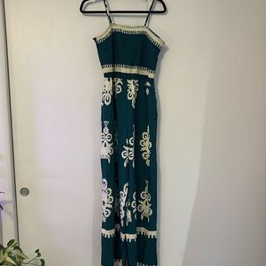 NWT size large green jumpsuit with smocked top & pockets PrettyGarden